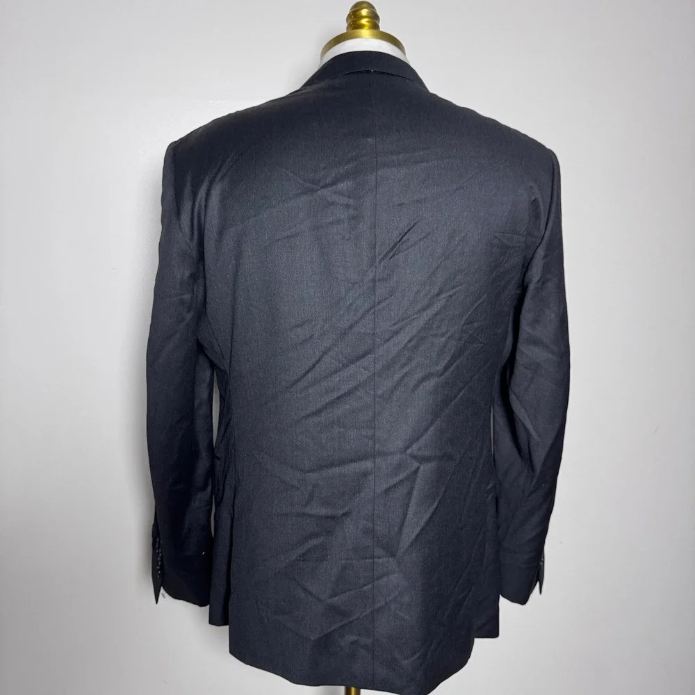 John W. Nordstrom Blazer Mens 42S Charcoal Grey Solid Reda Travel Wool Jacket